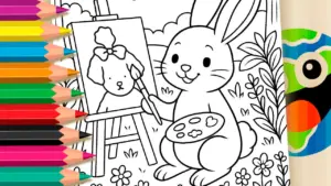 Coloring page Bunny Painting Puppy Bobbie Goods Coloring Page - Color Online or Print for Free!