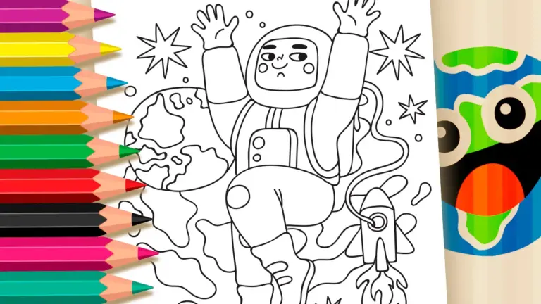 Cute Astronaut Coloring Page – Color Online or Print Free! - Cute & Kawaii Coloring Pages Online