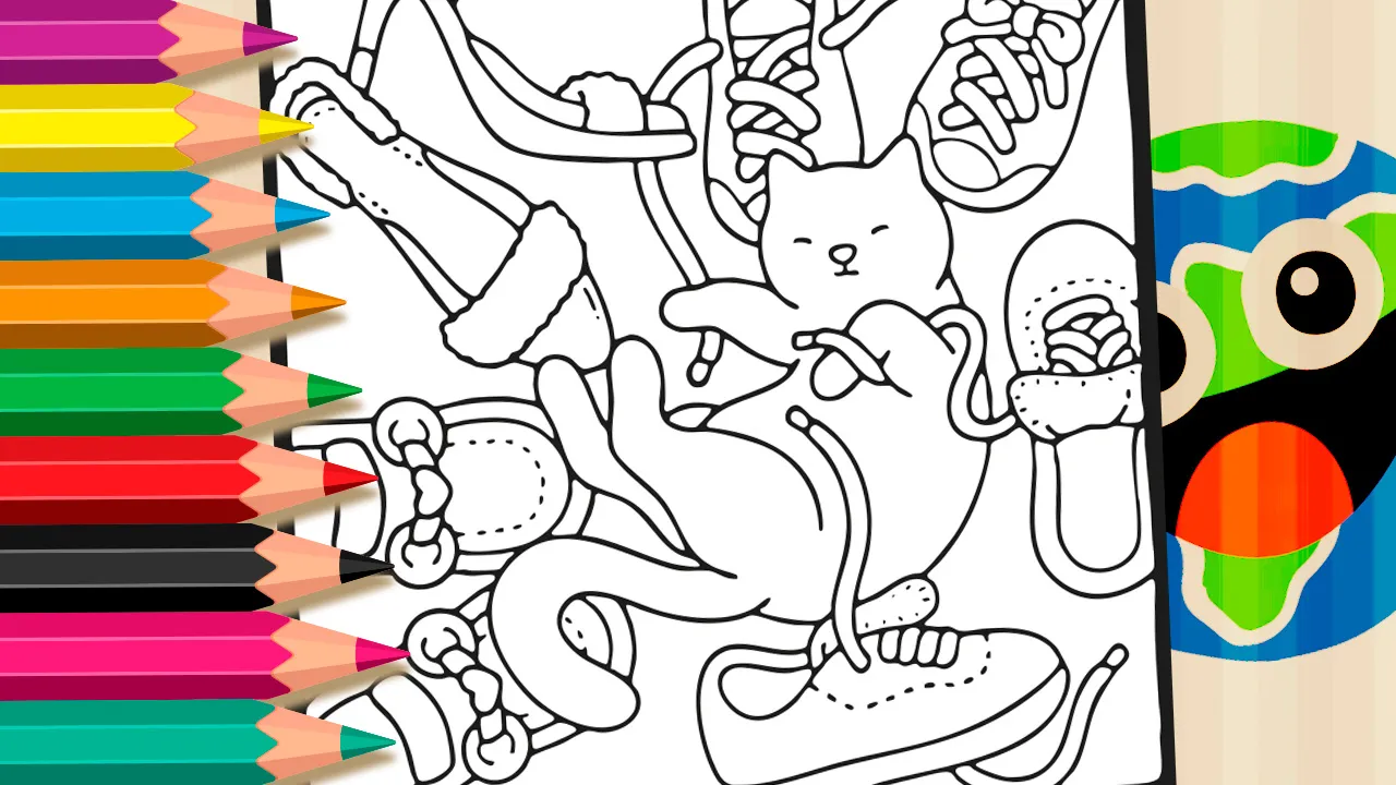 Cat with Shoes Coloring Page – Color Online or Print Free!