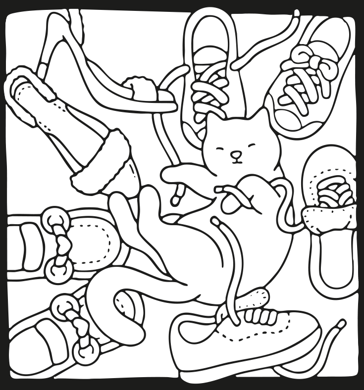 Cat with Shoes  - Color  or Print