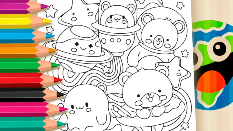 Cute Space Coloring Page – Color Online or Print for Free! - Cute & Kawaii Coloring Pages Online