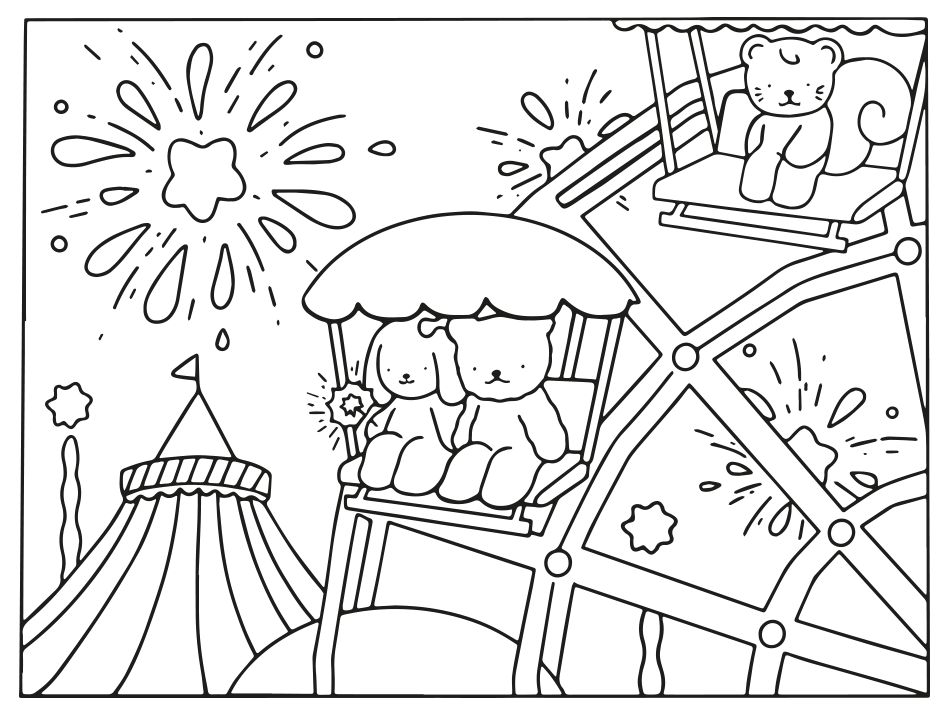 Cute Bears on Ferris Wheel   | WorldColoring