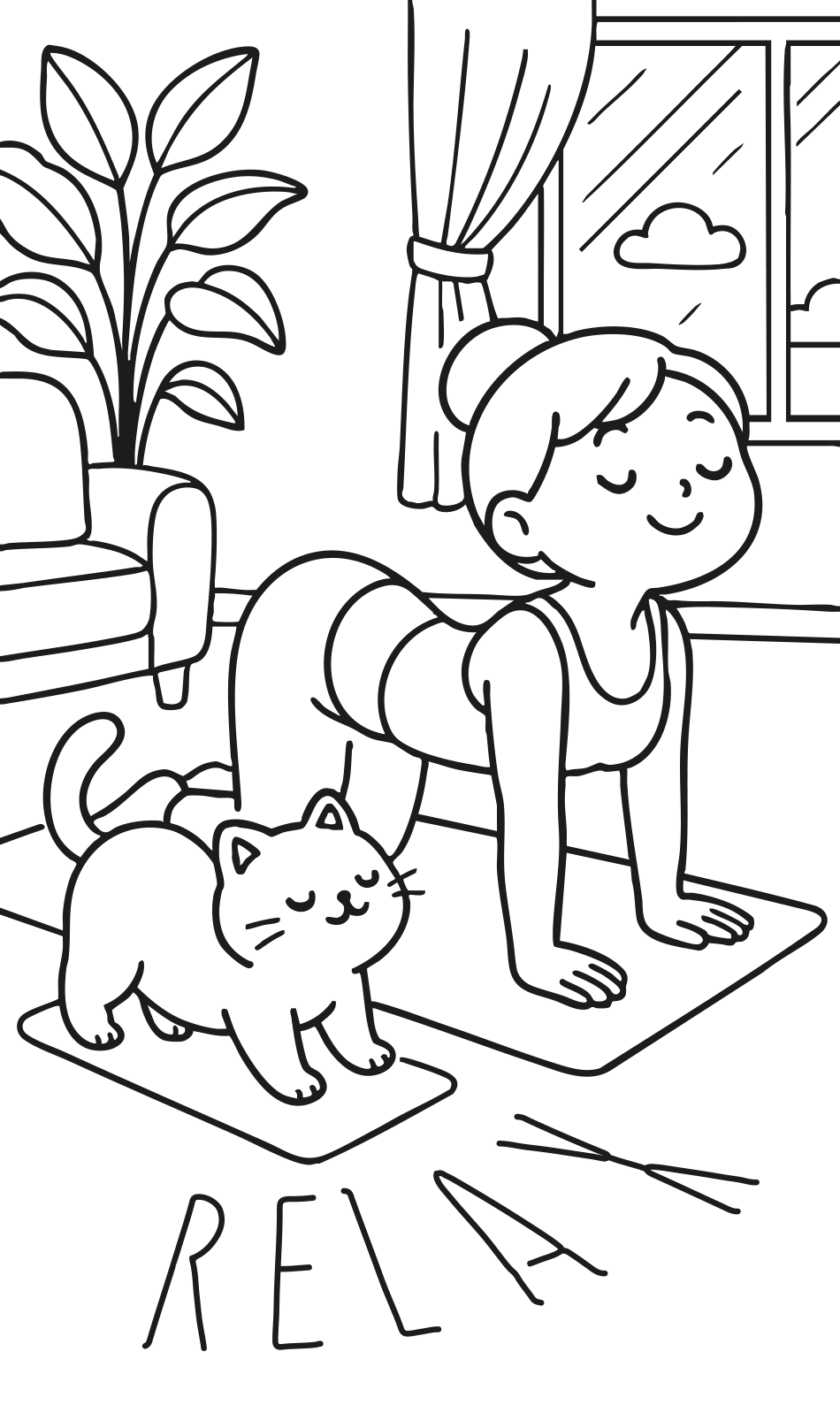 Cat, Yoga and Relax 