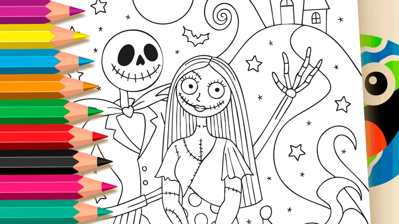 Jack and Sally Online Coloring Page