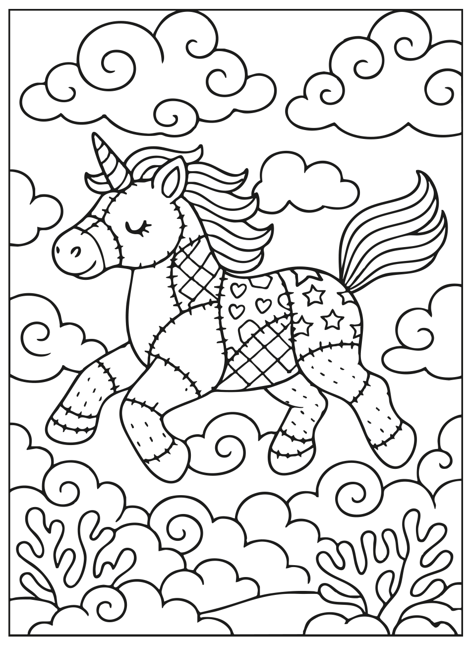 Patchwork Unicorn   | WorldColoring