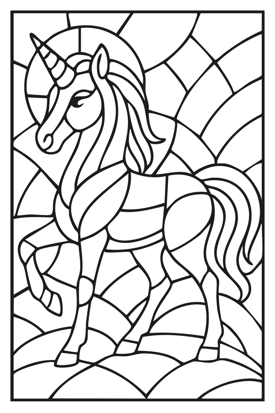 Stained Glass Unicorn   | WorldColoring