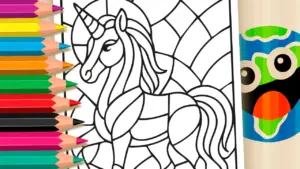 Stained Glass Unicorn Online Coloring Page | WorldColoring coloring page