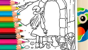 Cute Witch Coloring Page – Color Online or Print for Free! coloring page