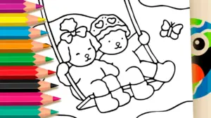 Coloring page Bobbie Goods Friends on Swing Coloring Page - Color Online or Print for Free!