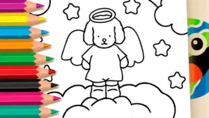 Coloring page Angel Puppy Coloring Page in Bobbie Goods Style - Color Online or Print Free!