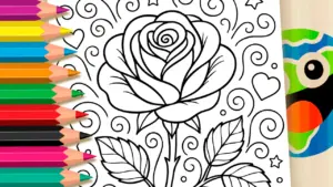 Coloring page Love Rose Coloring Page - Color Online or Print for Free!
