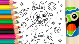 Coloring page Labubu Hero Coloring Page - Free Printable PDF or Paint Online!