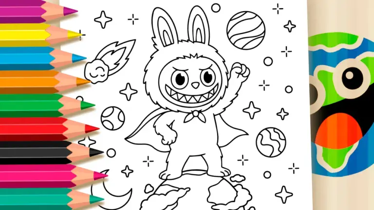 Labubu Hero Coloring Page – Free Printable PDF or Paint Online! - Cute & Kawaii Coloring Pages Online
