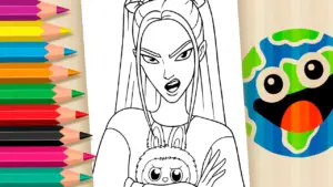 Coloring page Mira and Labubu Coloring Page - Free Printable PDF or Color Online!