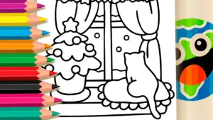 Coloring page Christmas Cat Coloring Page - Free Printable PDF or Color Online!