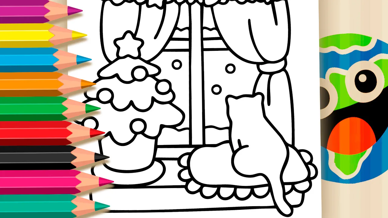 Christmas Cat Coloring Page – Free Printable PDF or Color Online!
