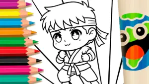 Coloring page Cute Ryu Street Fighter Coloring Page – Print PDF or Color Online