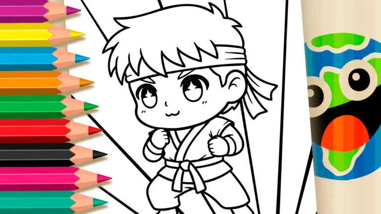 Cute Ryu Street Fighter Coloring Page – Print PDF or Color Online - Famous Characters Coloring Pages