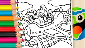 Coloring page Airplane and Puppy Paw-some Coloring Adventure