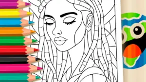 Coloring page Black Woman Mosaic Coloring Page: Color Online or Print in High Quality