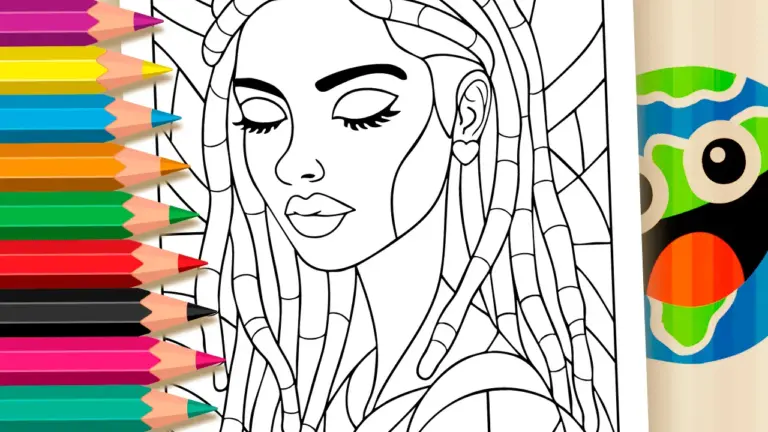 Black Woman Mosaic Coloring Page: Color Online or Print in High Quality - Culture & Holiday Coloring Pages