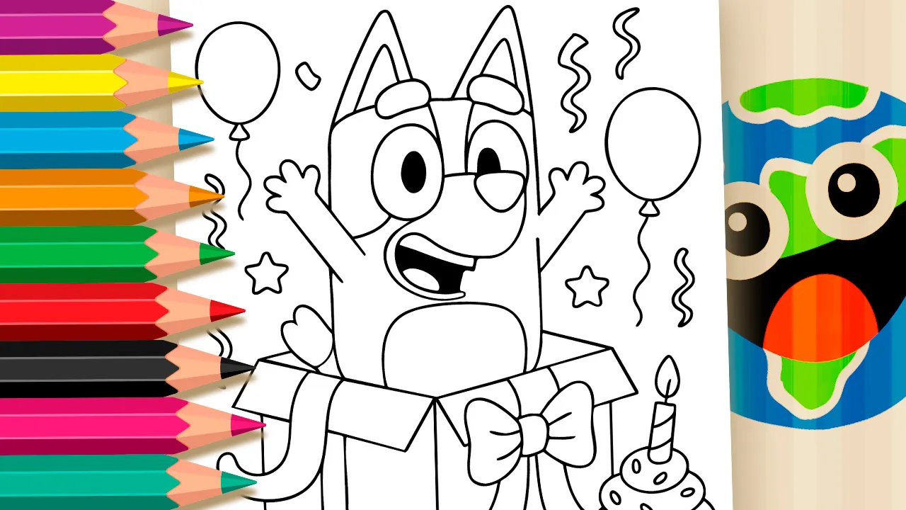 Bluey Birthday Coloring Page: Fun Online or Printable Art