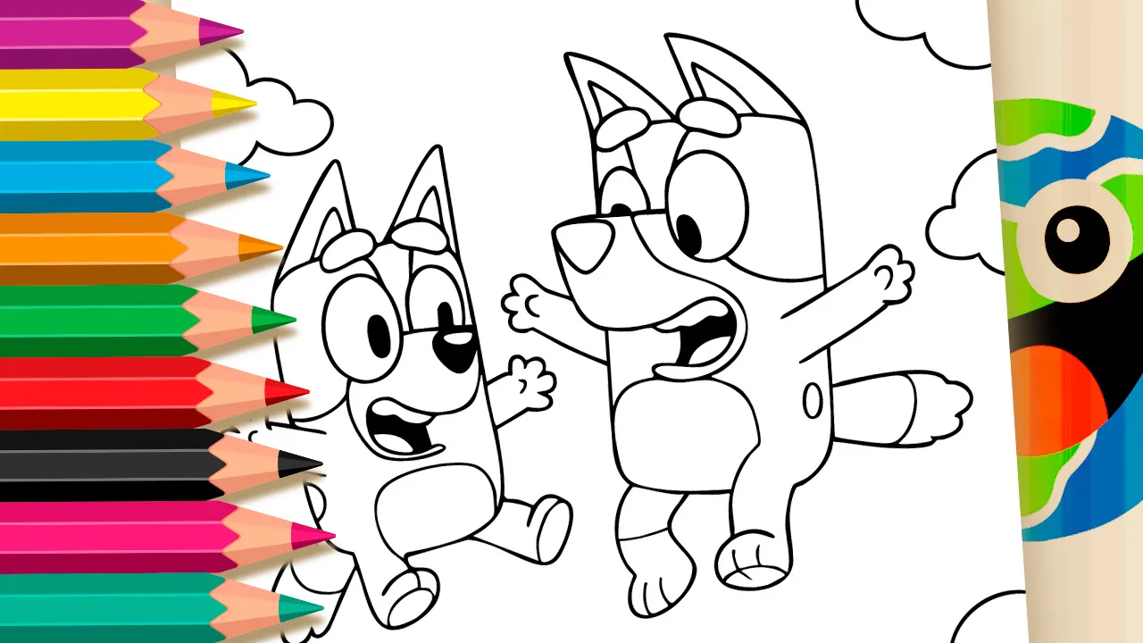 Bluey Falling from the Sky Coloring Page: Fun Online or Print in High Quality