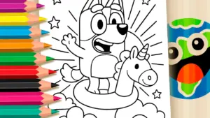 Coloring page Bluey in the Clouds Coloring Pages: Paint Online with Magic Colors