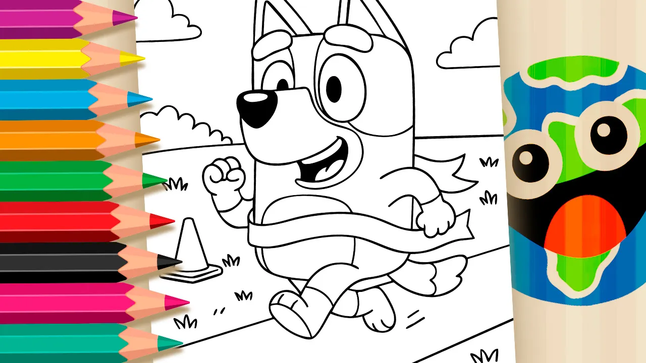Bluey Runner Coloring Page: Paint Online with Magical Colors