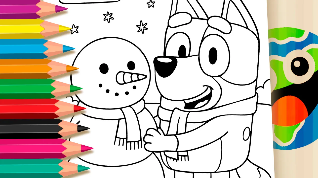Bluey Snowman Coloring Page: Color Online or Print in High Quality