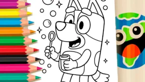 Coloring page Bluey Soap Bubbles Coloring Pages: Paint Online with Magical Colors