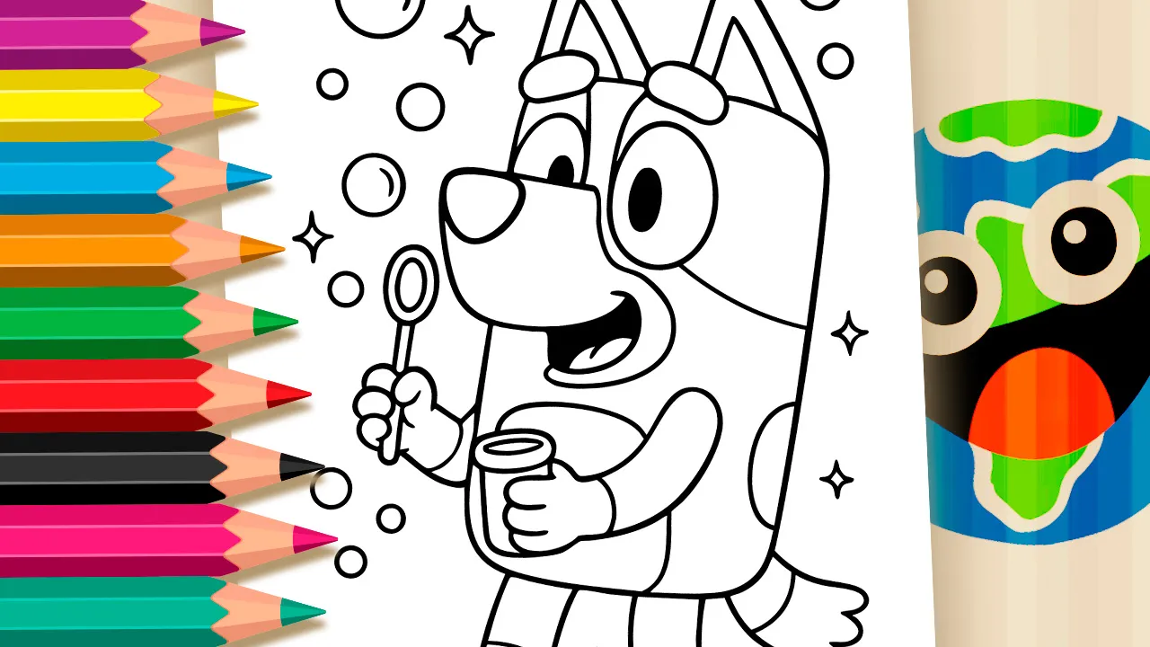 Bluey Soap Bubbles Coloring Pages: Paint Online with Magical Colors