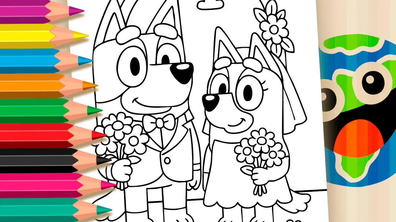 Bluey’s Wedding Coloring Page: Magical Online Painting Fun