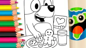 Coloring page Bluey with Cookies Coloring Page: Fun Online or High-Quality Printable