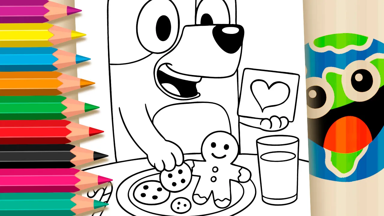 Bluey with Cookies Coloring Page: Fun Online or High-Quality Printable