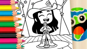 Coloring page Boiadeirinha Ana Castela Singing Theme Coloring Page