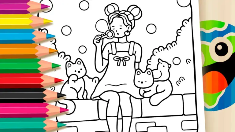 Bubble Girl Coloring Page: Fun & Magical Online Coloring - Cute & Kawaii Coloring Pages Online