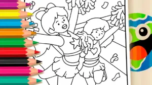 Cheerleader Girls Coloring Pages: Paint Online or Print in High Quality coloring page