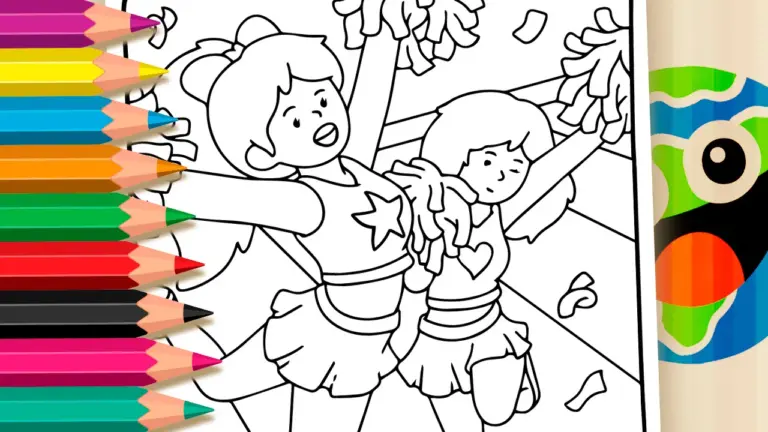 Cheerleader Girls Coloring Pages: Paint Online or Print in High Quality - Famous Characters Coloring Pages