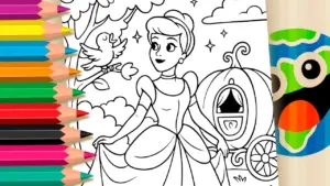 Coloring page Cinderella Coloring Page: Sparkle and Shine Online or Print in High Quality