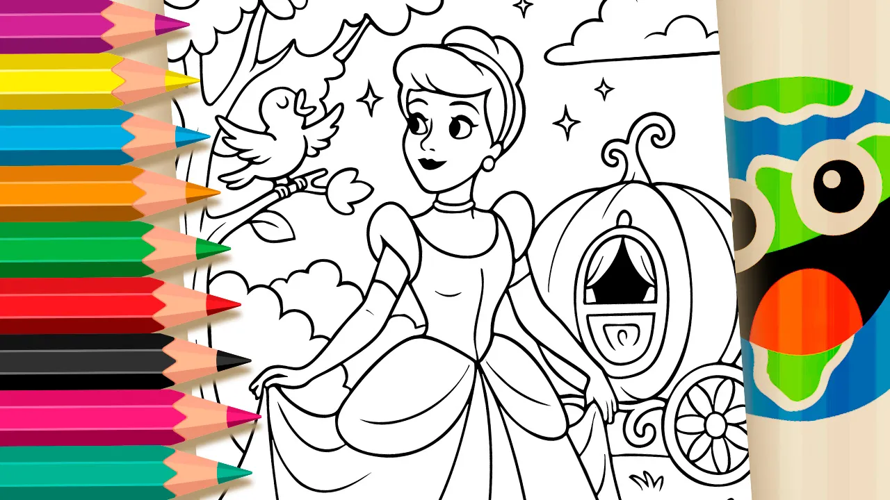Cinderella Coloring Page: Sparkle and Shine Online or Print in High Quality