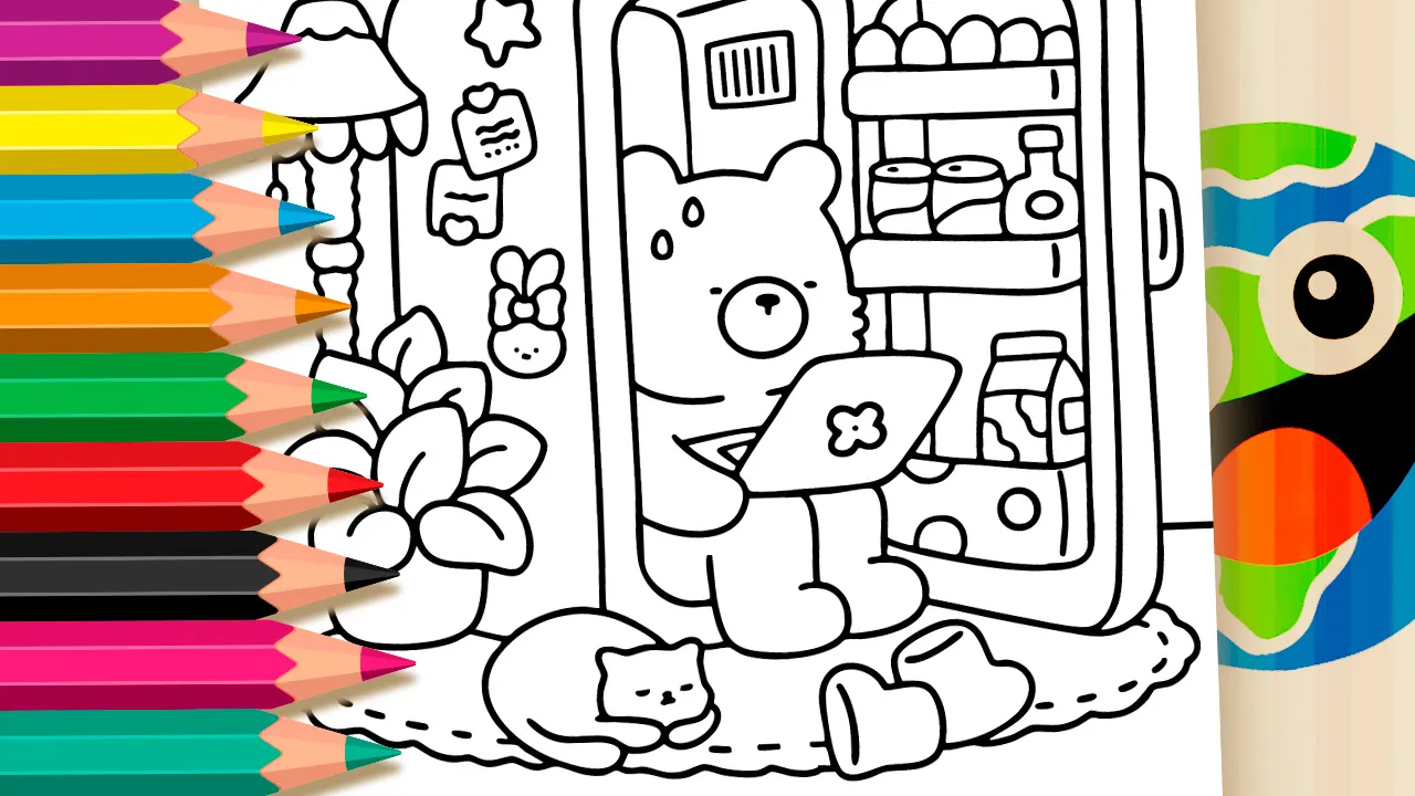 Cool Bear Escaping the Heat Coloring Page