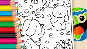 Coloring page Cute Animals Photo Park Coloring Page: Paint Online or Print in High Quality