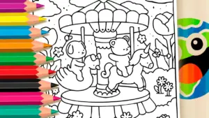 Coloring page Cute Carousel Coloring Pages for Kids