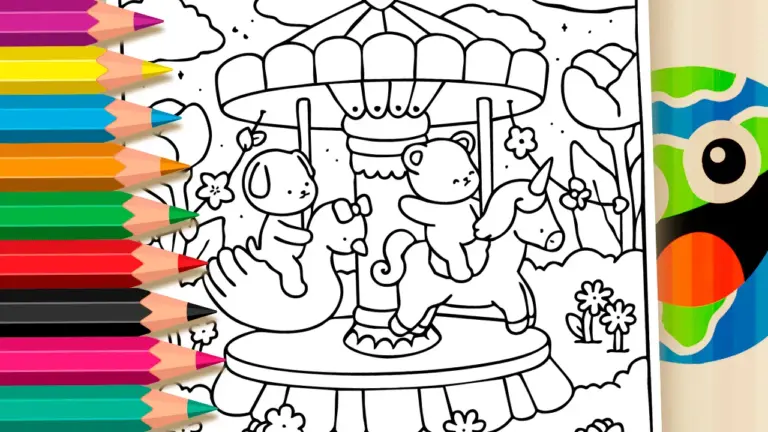 Cute Carousel Coloring Pages for Kids - Cute & Kawaii Coloring Pages Online