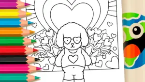 Coloring page Cute Love Pets Coloring Pages: Paint Online or Print Free