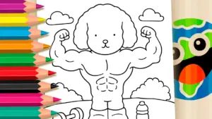 Coloring page Cute and Strong Puppy Theme Coloring Page: Color Online or Print in High Quality