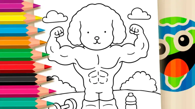 Cute and Strong Puppy Theme Coloring Page: Color Online or Print in High Quality - Cute & Kawaii Coloring Pages Online