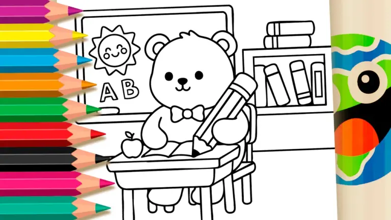 Cute Student Teddy Bear Coloring Pages: Paint Online or Print in High Quality - Cute & Kawaii Coloring Pages Online