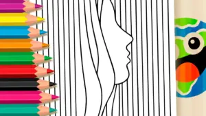 Face Behind the Curtain Coloring Page: Relax and Create Online or Print PDF coloring page